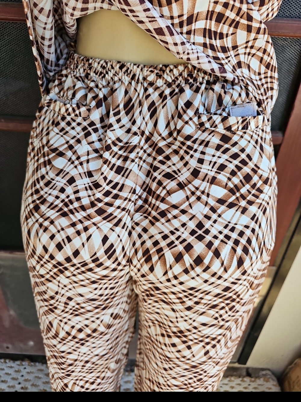 S.L. Fashions Brown Printed Sleeveless Jumpsuit - Picture 4 of 5